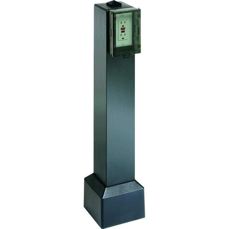 Arlington GPBK28B Garden Post Bollard with Cover for Power, Black, 28"