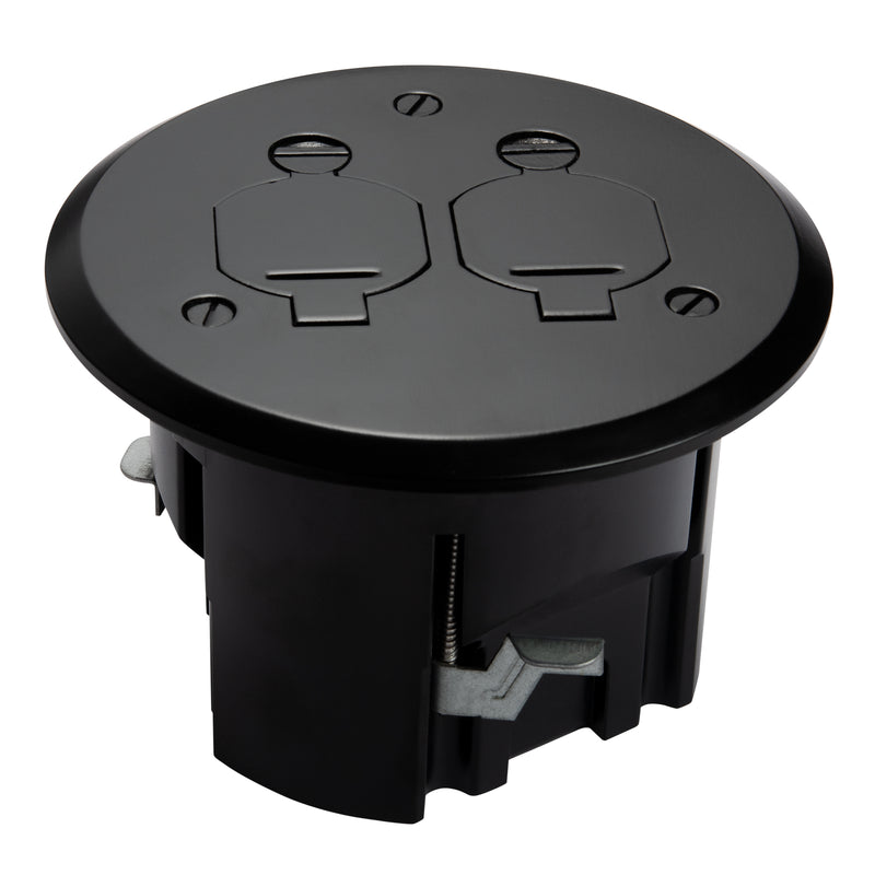 Lew Electric PBR1-FPMB 1 Duplex Round Floor Box, Flip Lids, Matte Black