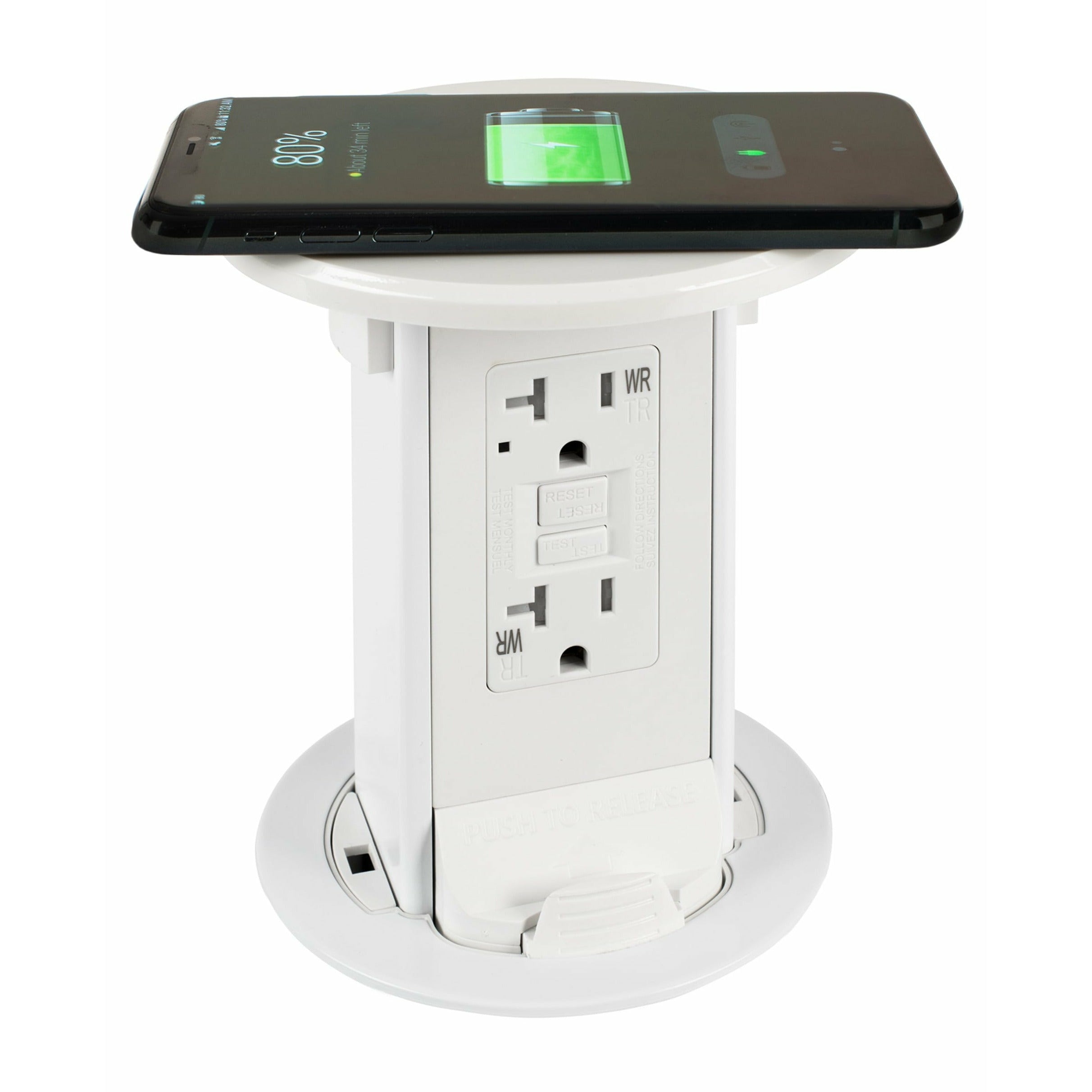 Countertop Pop Up 20A Outlet, 1 Power, USB A/C, Wireless Charging, Black